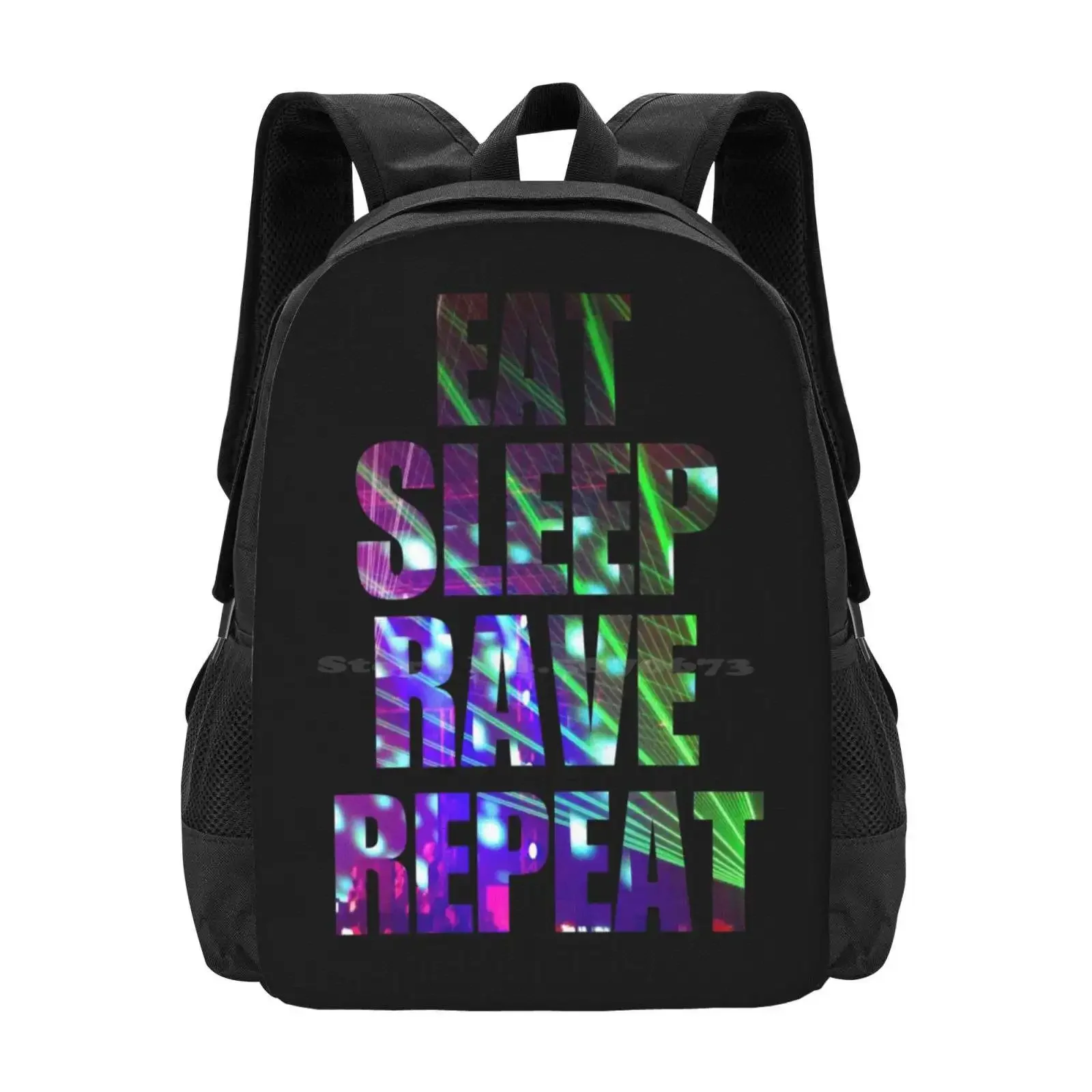 

Рюкзак Eat Sleep Rave Repeat для студентов, школьная дорожная сумка для ноутбука, Hashish Wild, бесплатная музыка, Lsd, лидер продаж, Trance Vibes Disco