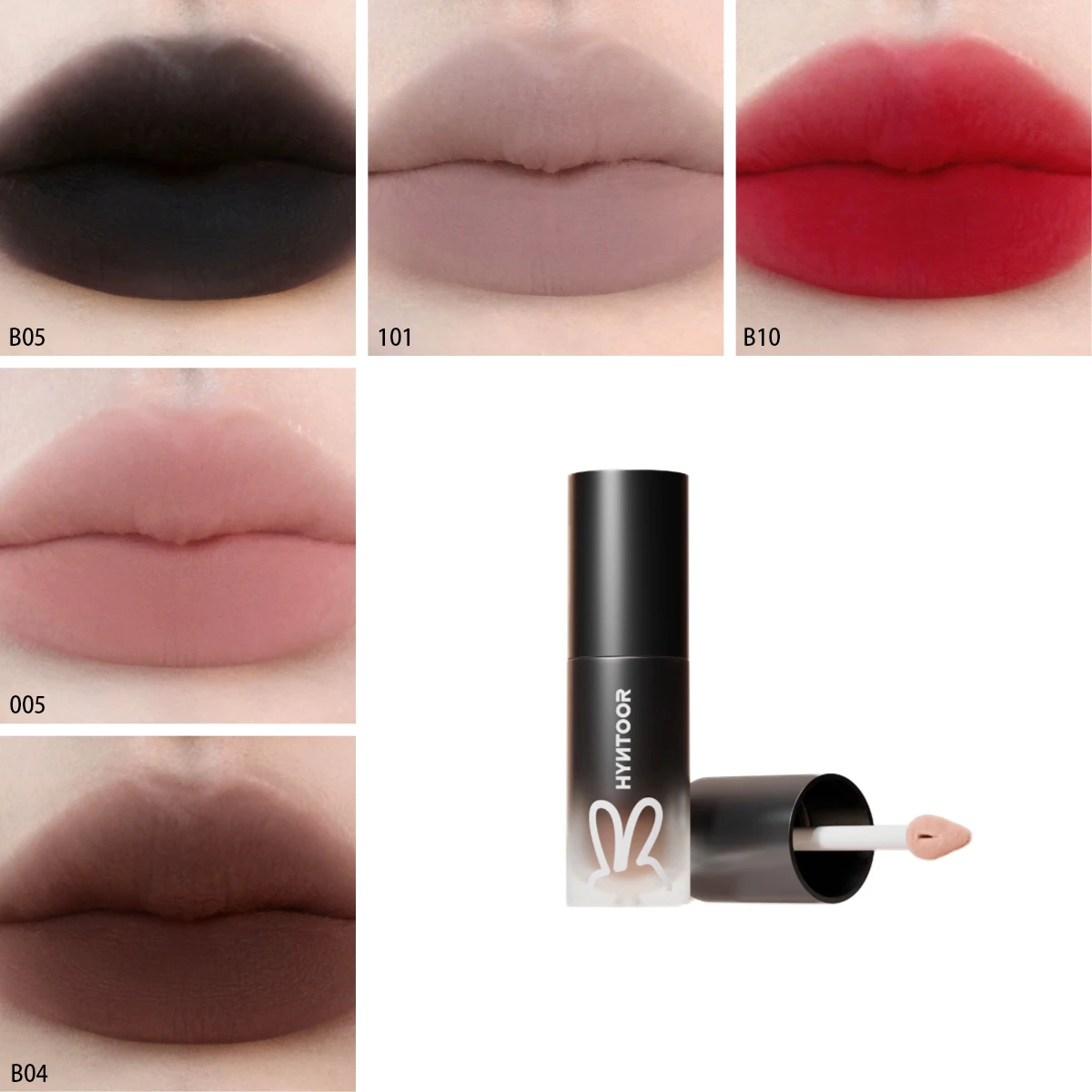 HYNTOOR Matowa Pomadka w Sztyfcie Nude Black Velvet Miękka Nieprzywierająca Długotrwała Brązowa Ciemna do Makijażu