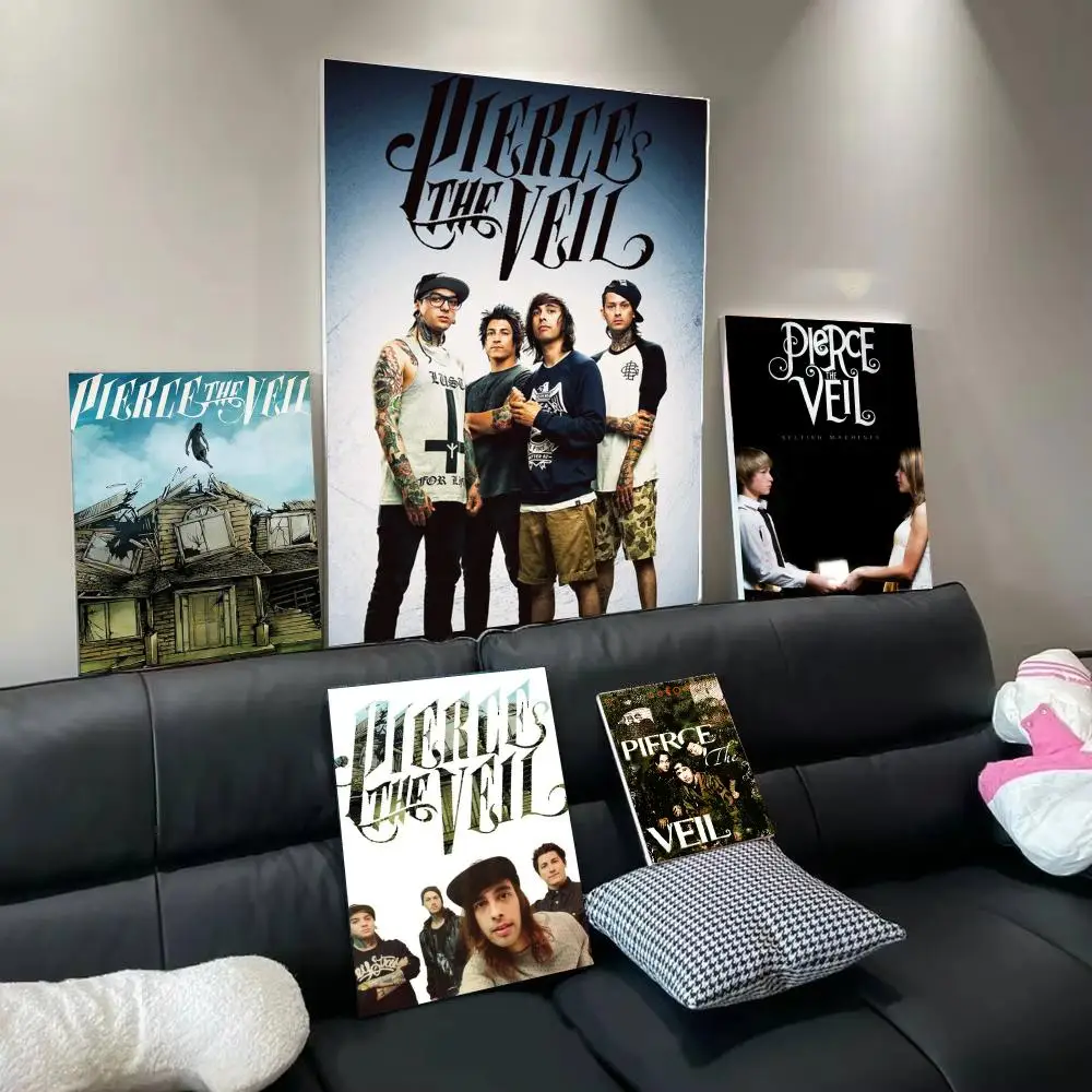 Band P-Pierce The Veil Poster Modern  Wall Art Aesthetic Minimalist Bedroom Decor Cafe Home Gift