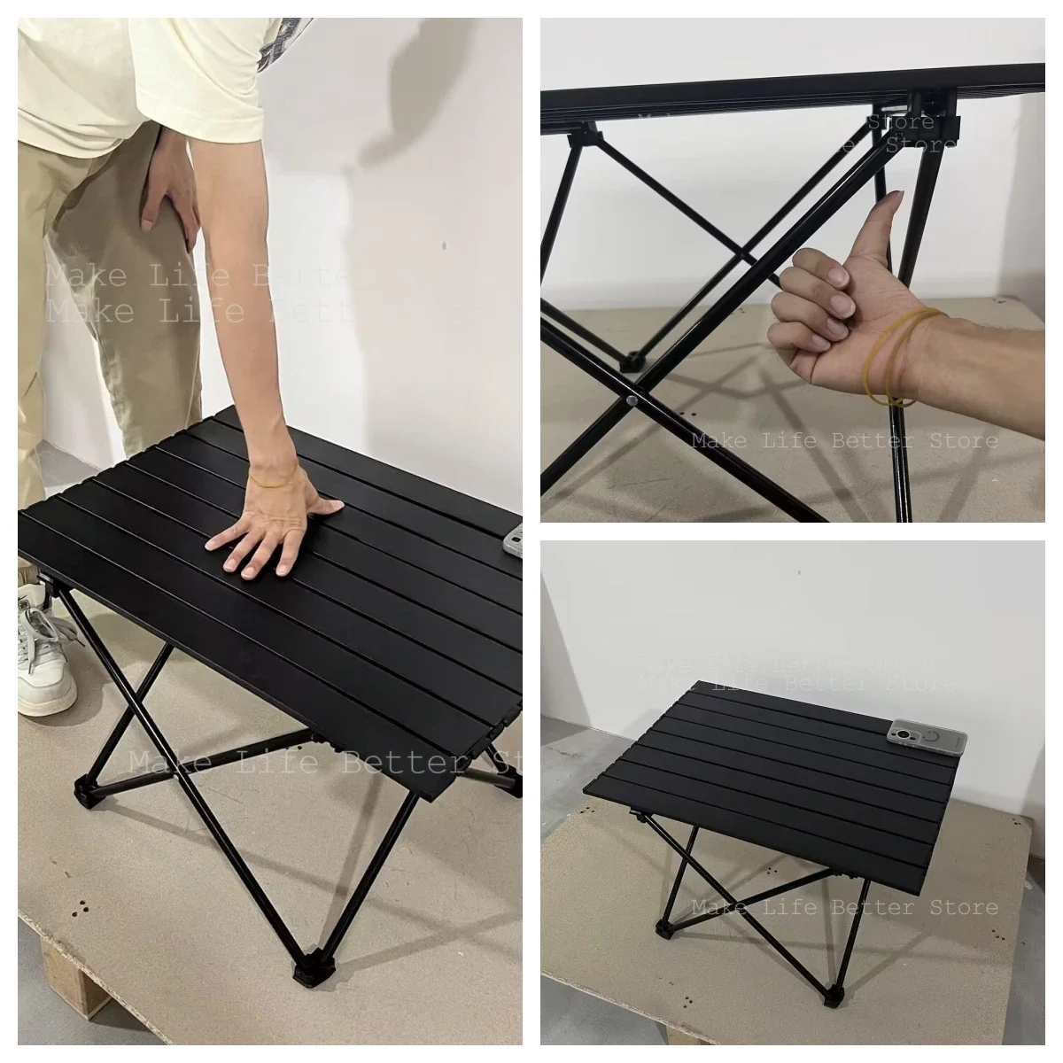 Outdoor Folding Table Lightweight Portable Camping Picnic Egg Roll Table Road Trip Ultra-Light Aluminum Alloy Coffee Mesas