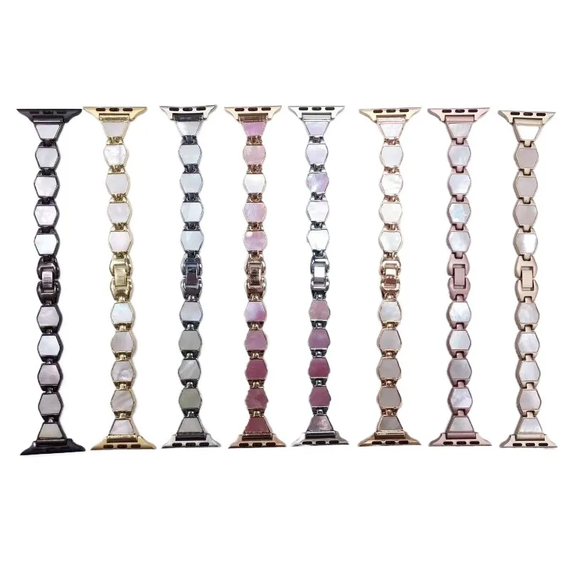 여성용 금속 쉘 모양 체인 팔찌, 애플 워치 스트랩, 40mm, 41mm, 44mm, 45mm, 49mm, 아이워치 밴드 시리즈 3, 4, 5, 6, 7, 8, SE 울트라용