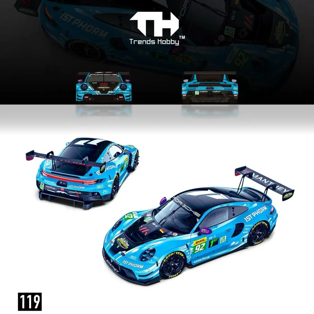 TH 119 1:64 911 GT3 R Druckguss-Modellauto