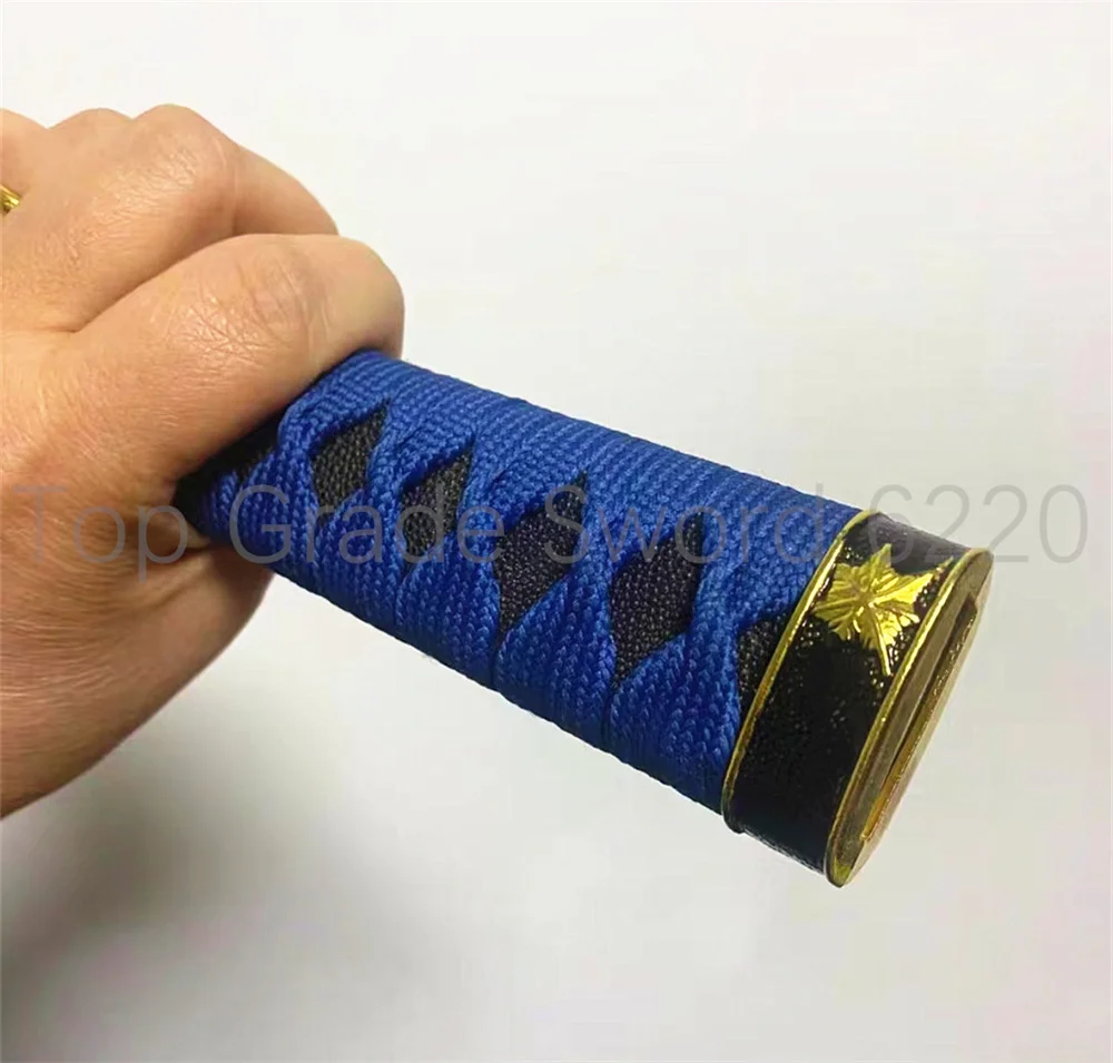 Exquisite Dark Blue 26cm Real Rayskin Tsuka Handle Tsuka Fuchi Kashira Menuki For Japanese Japan Samurai Katana Sword Fittings