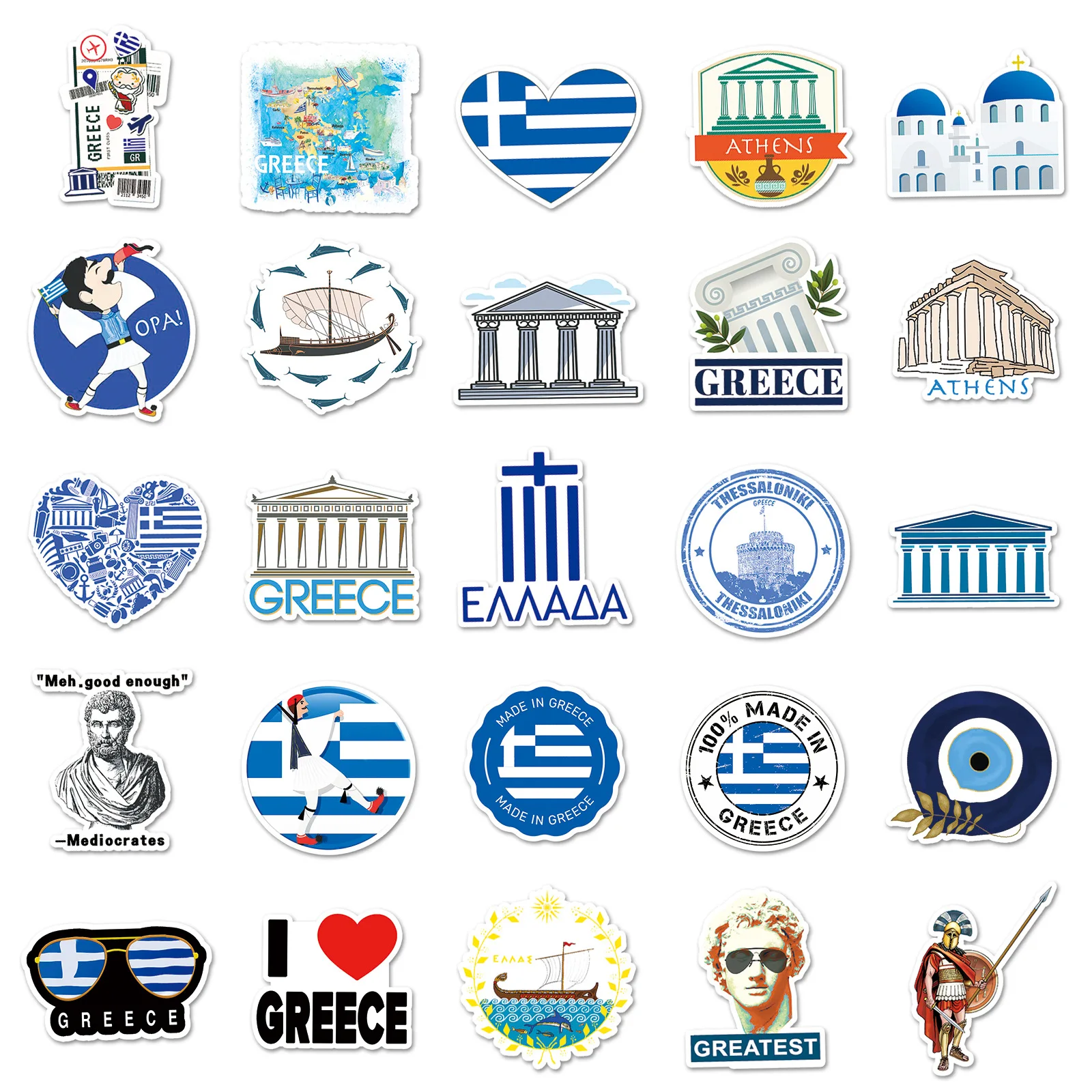 50pcs Greek World Architecture Outdoor Travel Graffiti DIY Laptop Handbook Sticker