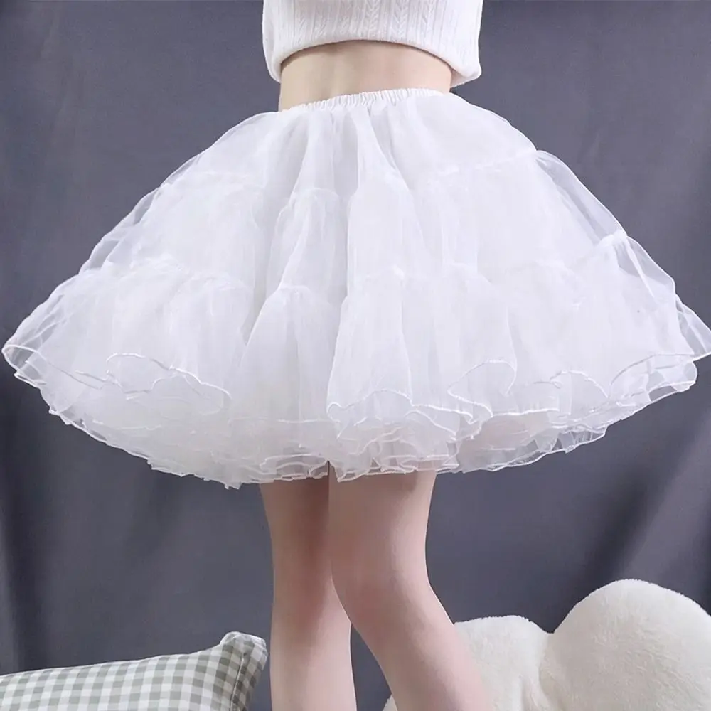 

Fashion Lolita Petticoat Flying Saucer Without Hoop Underskirt Crinoline White Breathable Ball Gown Petticoats Women Girls