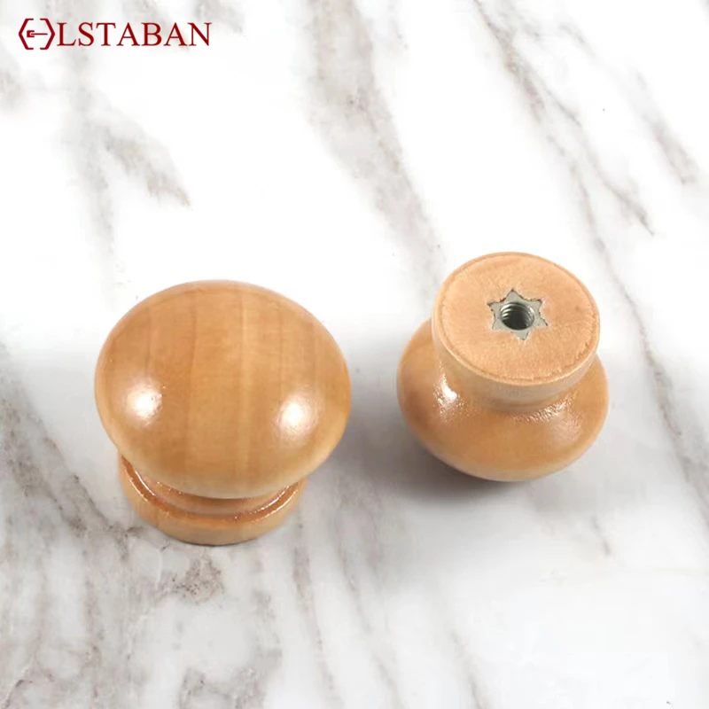 LSTABAN Kitchen Cabinet Wooden Handle Wardrobe Bookcase Solid Furniture Wood Door Drawer Knobs Cupboard Handles Hardware Knobs