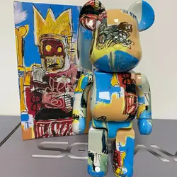 Bearbrick 400% Basqiat Robot Cartoon Abstract Pattern Desktop Ornament Doll Trendy Teddy Bear Joint Rotation With Sound