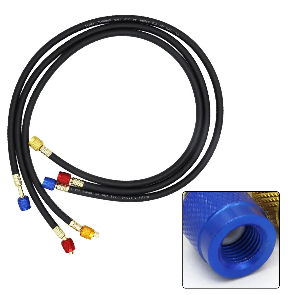 1M-1/4-5/16/1,2M-1/4-1/4" Шланг для зарядки охлаждающей жидкости высокого давления для R134a и разъемов R22 Измерение 1/4 дюйма или 5/16 дюймов