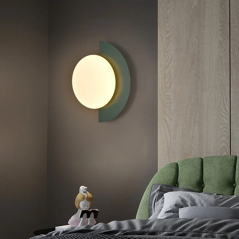 Lampu Dinding bola kaca Nordic, untuk kamar tidur, samping tempat tidur ruang tamu, tempat lilin dinding warna-warni Modern G9, perlengkapan pencahayaan kilau Dekorasi Rumah