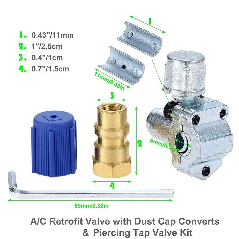 A/C Retrofit Valve & BPV31 Piercing Tap Kit For R12 R22 R134A AP4502525 BPV31D GPV14 Car Air Conditioning Tools