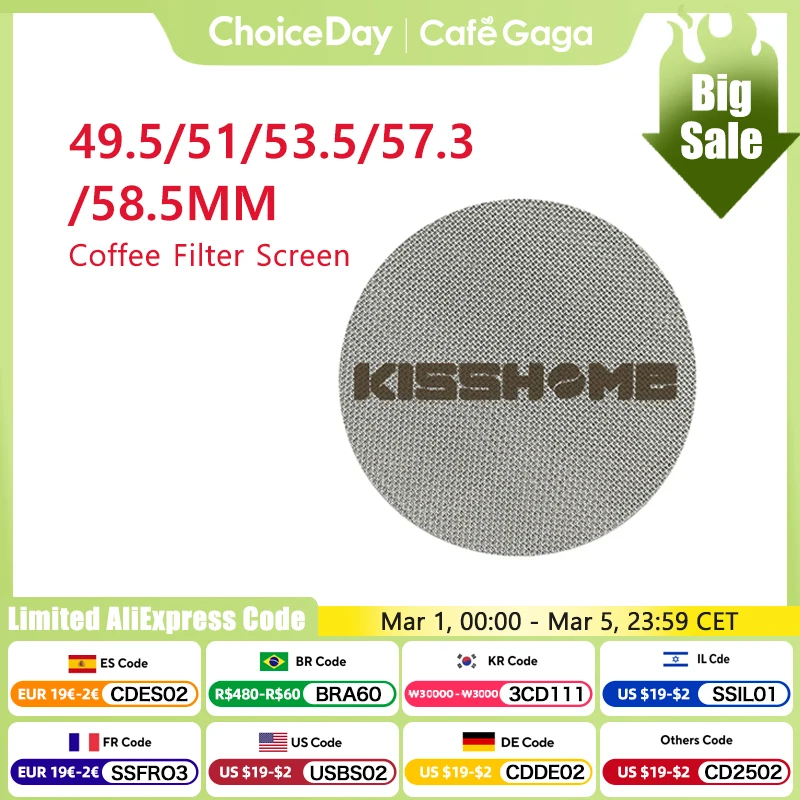 

KISSHOME Espresso Puck Screen 51mm 53.5mm 58.5mm 57.3mm Filter Mesh Portafilter Barista Tools Coffee Machine Accessories