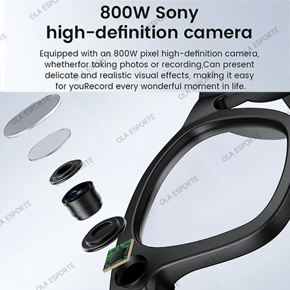 Al câmera de transcrição de voz óculos inteligentes 1080p vídeo à prova dbluetooth água bluetooth5.3 chamada jogando música óculos de sol inteligentes uso chatgpt