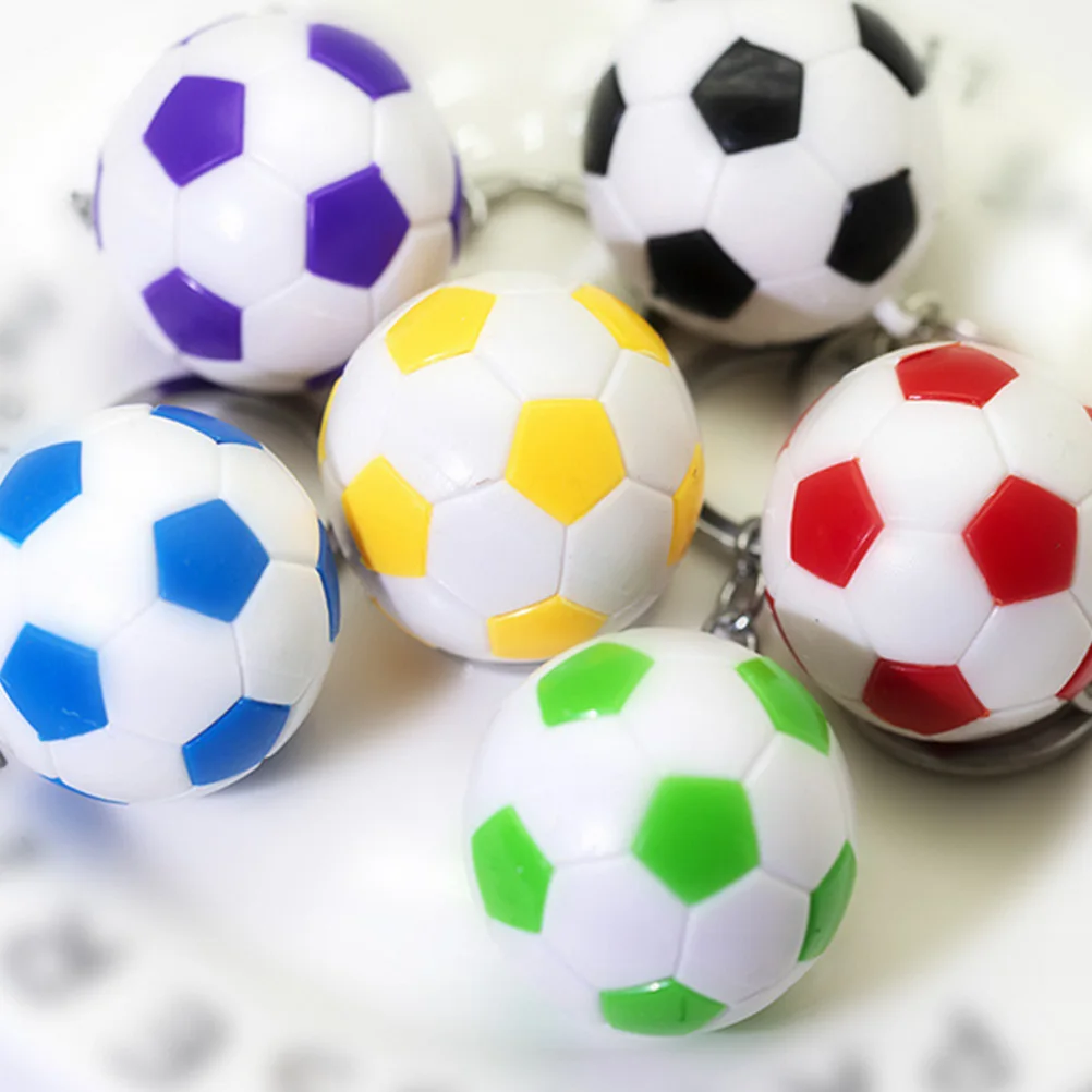 

4pcs Football Keychains Soccer Key Chain Sports Ball Key Ring Gifts Student Party Favors Black Purple Green Colors Lightweight