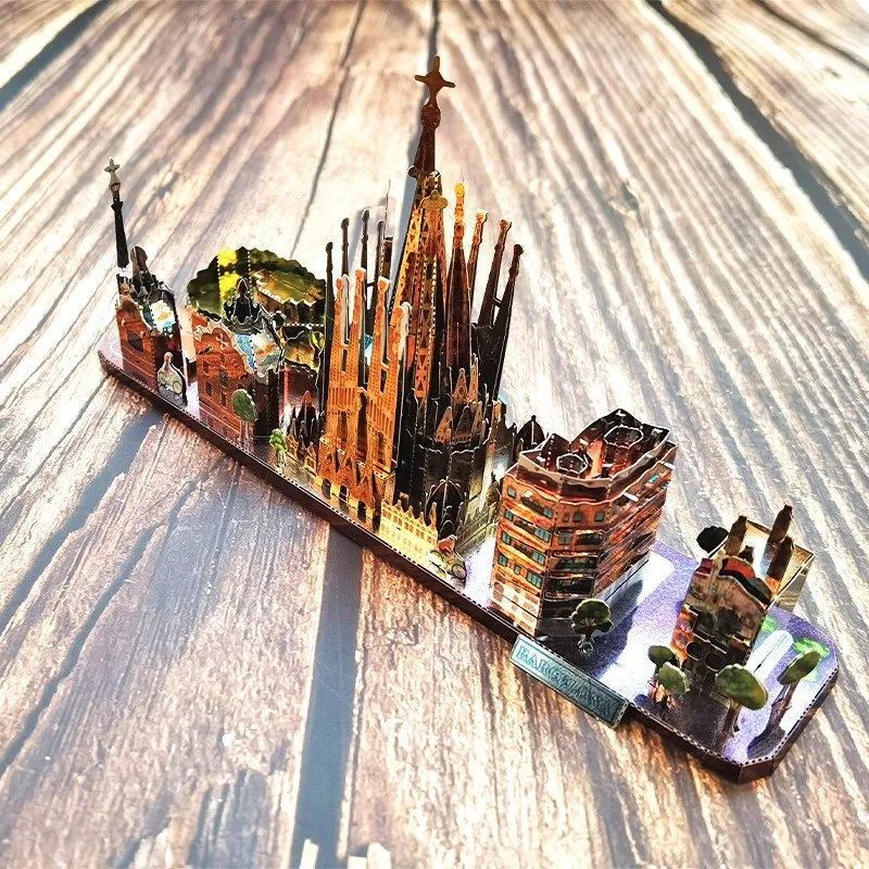 World Style City Skyline Architecture Street View 3D Metal Puzzle Paris Venice San Francisco Shanghai DIY Assembled Model Kits