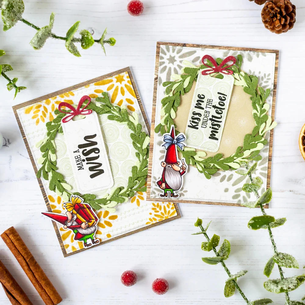 ฤดูหนาวสัตว์เพนกวินล้างแสตมป์และตัด Dies คริสต์มาส Gnomes ตกแต่ง Die ชุดแสตมป์สําหรับ DIY Scrapbooking Card ทํา