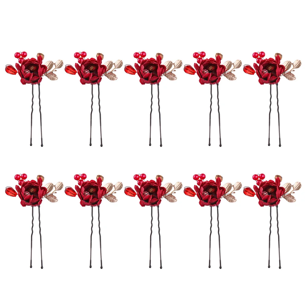 10pcs Elegant Hairpin Fashionable Flower Bridal Hair Hair Accessories for Bride Women Girls Bridal Hairpins
