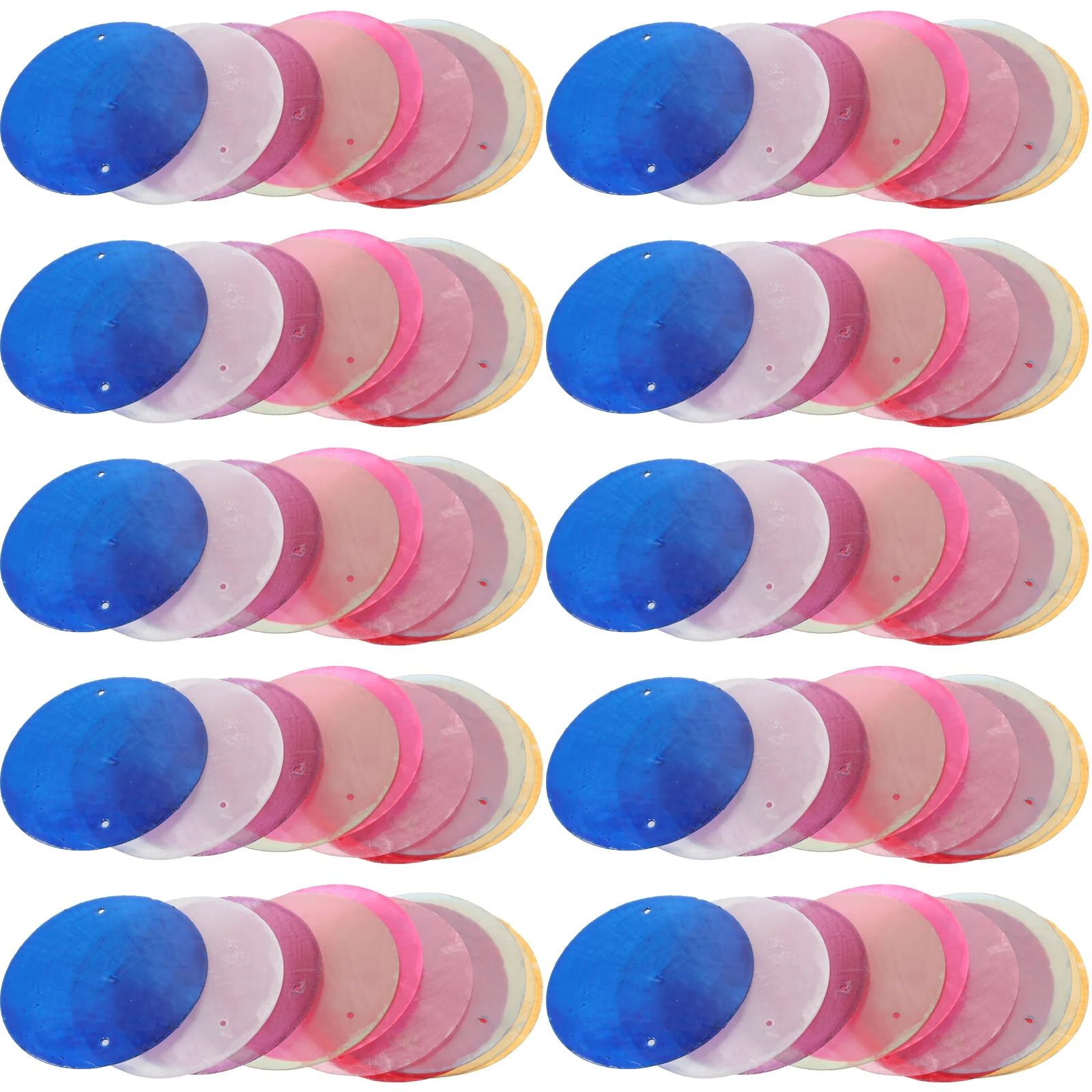 

100pcs Shell Natural Transparent Decorative Hanging Wind Chime DIY Jewelry Material Mussel Round Shells Pieces Beads