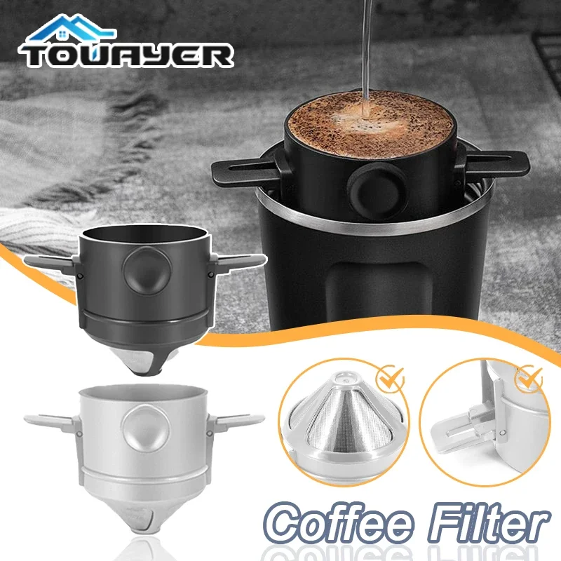 

New Portable Foldable Coffee Filter Stainless Steel Easy Clean Reusable Coffee Funnel Paperless Pour Over Holder Coffee Dripper