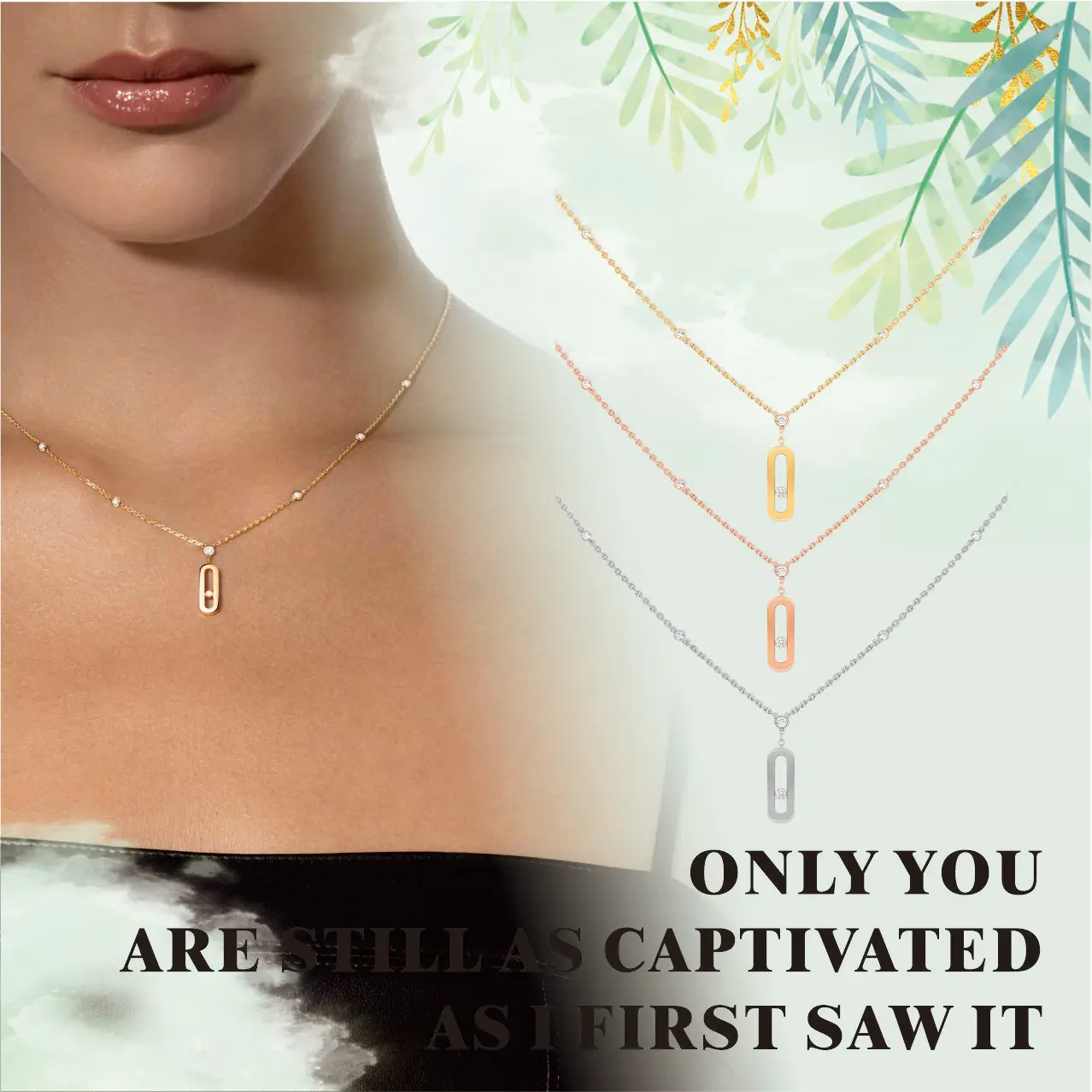 

Classic, High-End, Minimalist, Messik - Home, Sterling Silver s925 Elegant MOVE UNO Necklace with Cut-out Diamonds