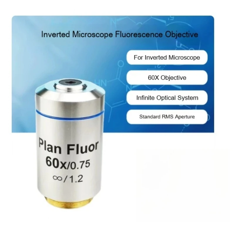 60X Plan Flour Objective Lens High Magnification Infinity Plan Fluor Lens for Biological Inverted Fluorescence Microscope Lab