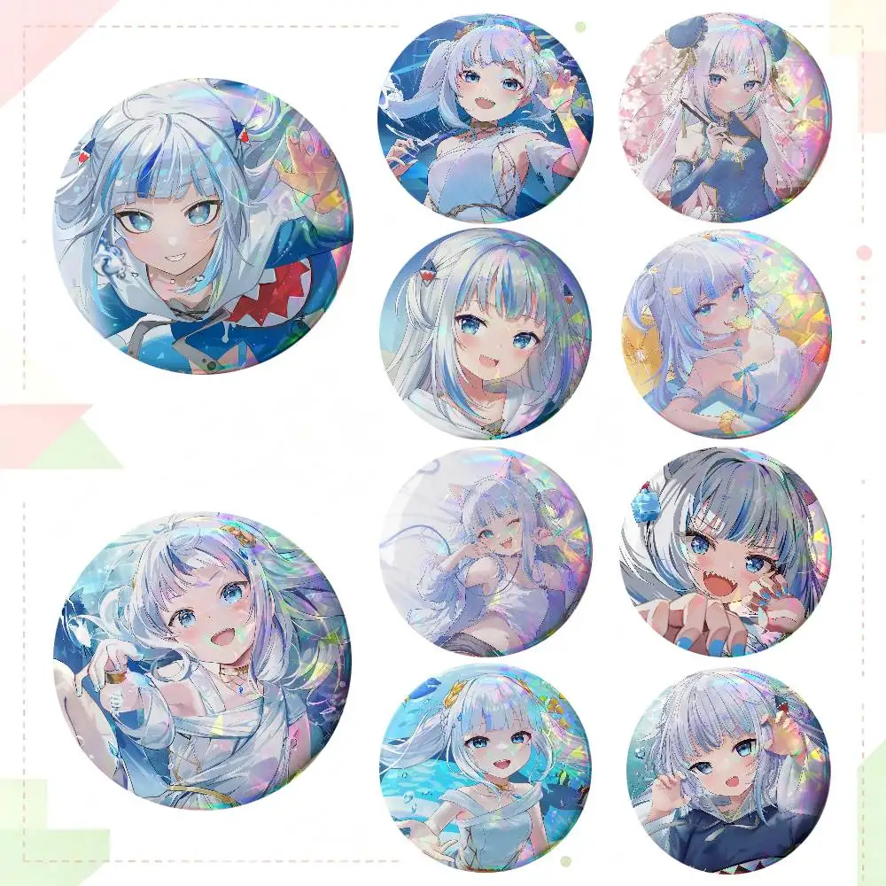 Game Anime Hololive Gawr Gura Round Badges Can Be Used To Decorate Clothes And Backpack Pins