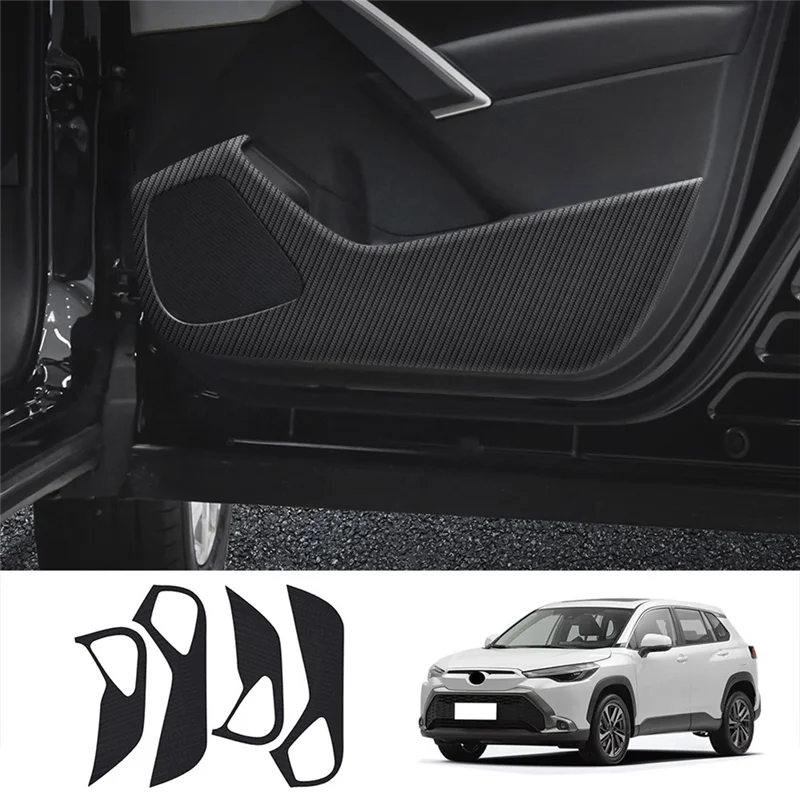 Car Carbon Leather Door Protector Pad Door Plank Anti-Kick Pad Anti-Dirty Mat Cover for Toyota Corolla Cross 2022+ RHD