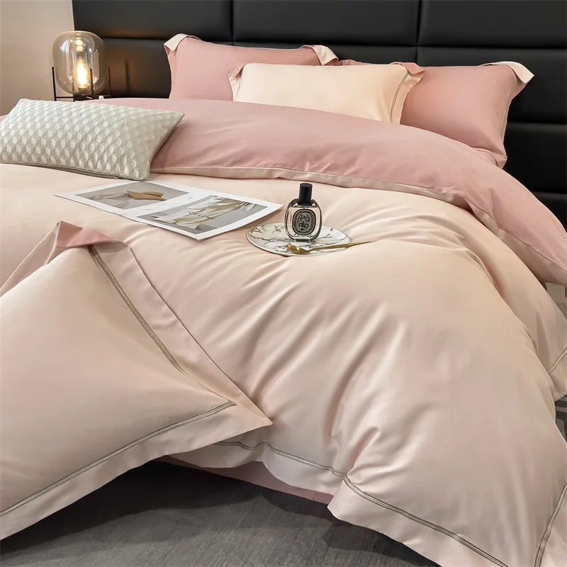 Solid Color Fashion 200x230 220x240 Duvet Cover Flat Sheet Pillowcase Full Queen Size Hotel Home Soft Bed Linens Bedding Set