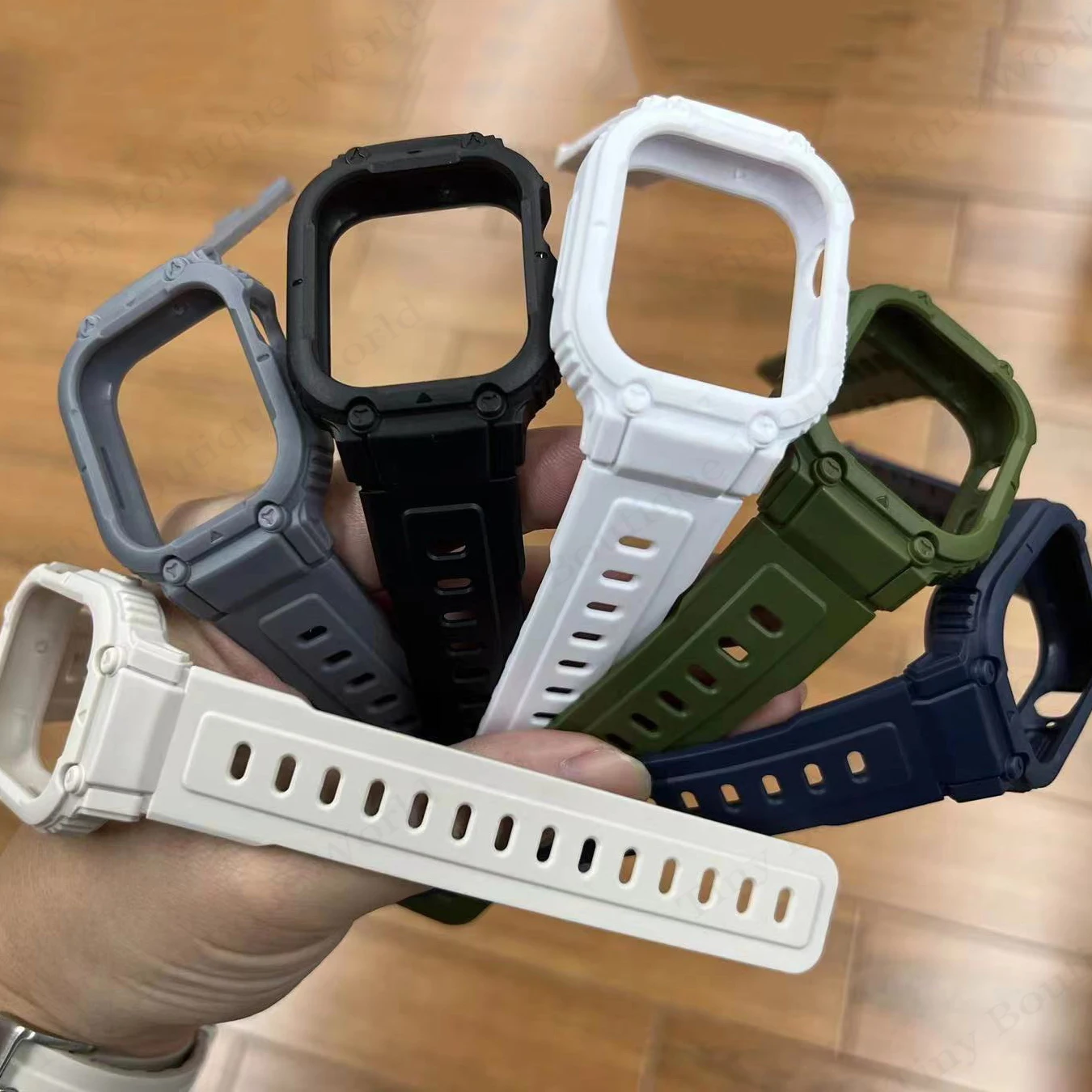 Sport Rubber Band+Case for Apple Watch 44mm 41mm 40mm 45mm Silicone protection Cover Strap Iwatch Series 9 8 7 Correa 6 SE 5 4 image 2