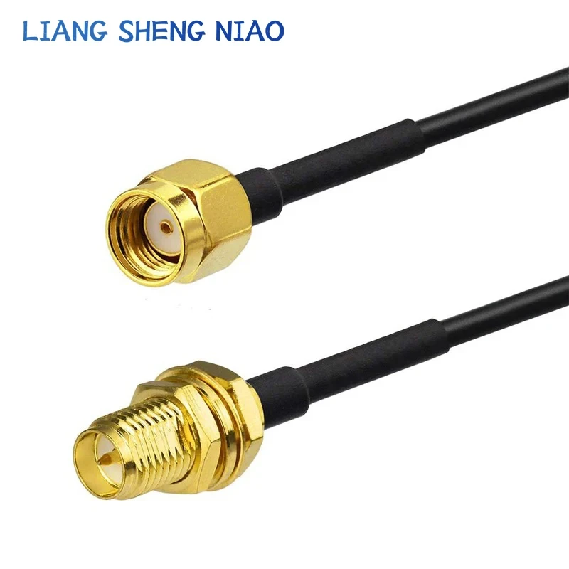 RP-SMA SMA Connector Male to Female Extension Cable Copper Feeder Wire for Coax Coaxial WiFi Network Card RG174 Router Antenna