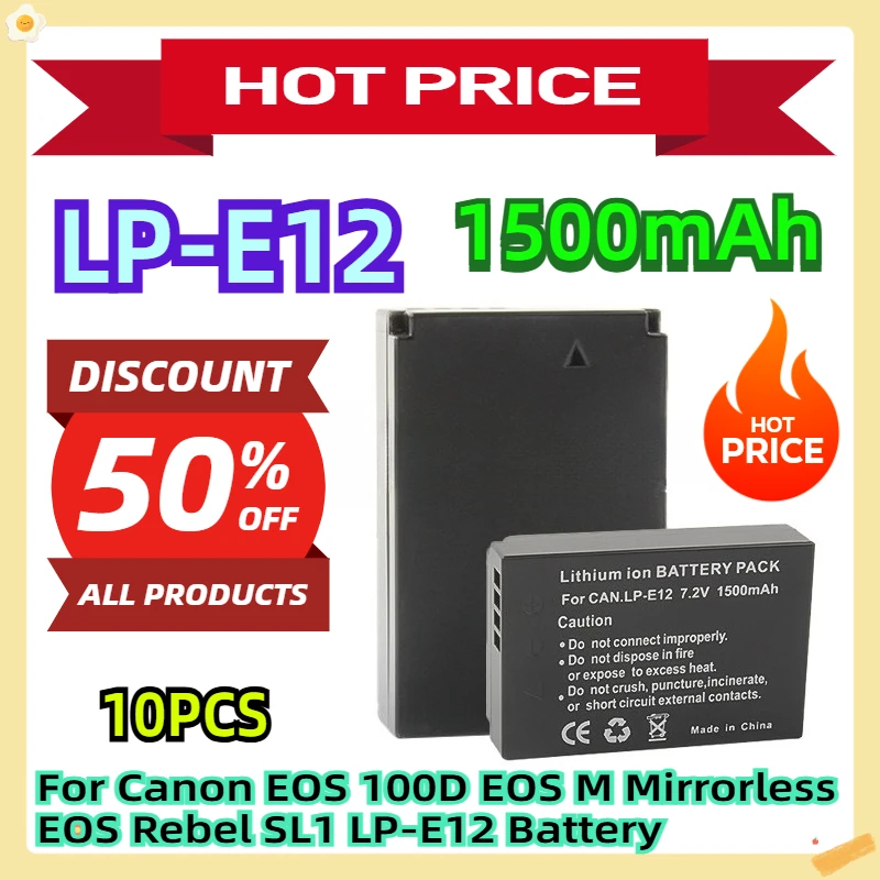 

For Canon EOS 100D EOS M Mirrorless EOS Rebel SL1 LP-E12 Battery 10pcs