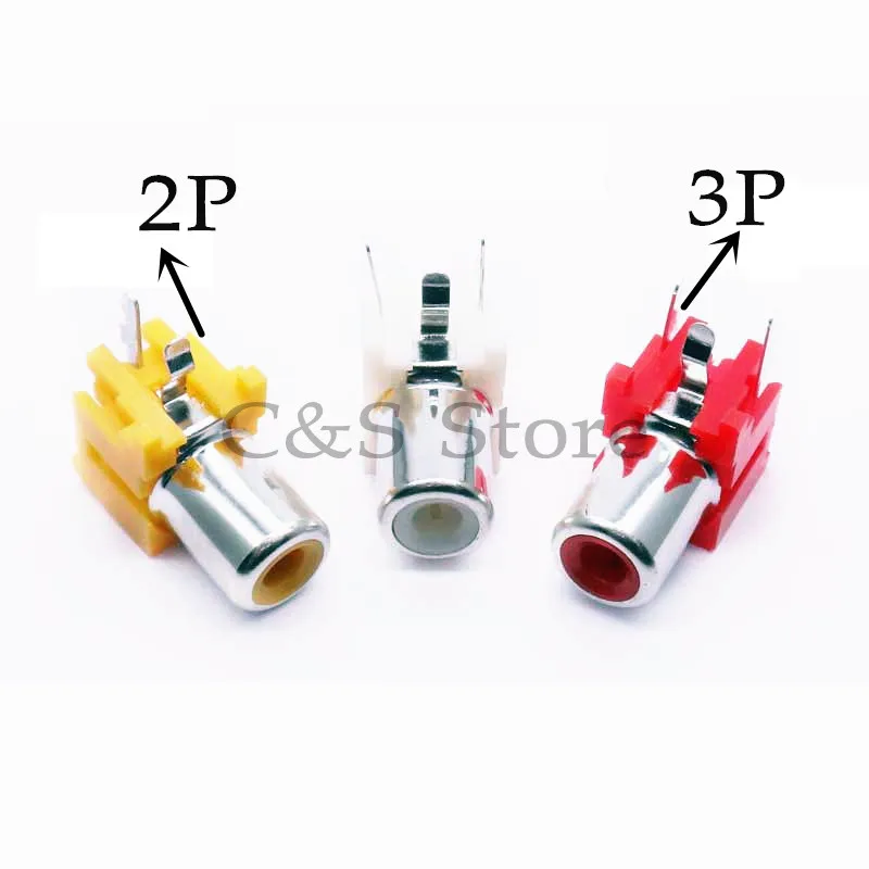 10pcs AV-8.4-5 2x Holes 2Pins  3P RCA Sockets 90Degree Audio Video Connecctors Jacks