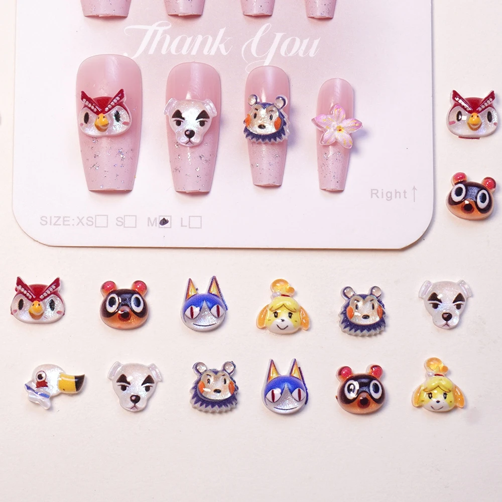 50 Stück gemischte Mini-Cartoon-Tierfiguren aus Kunstharz wie Katzen, Hunde, Vögel, Bären, Strass, DIY-Bastelbedarf für Nägel, 3D-Dekorationen, Schmuck