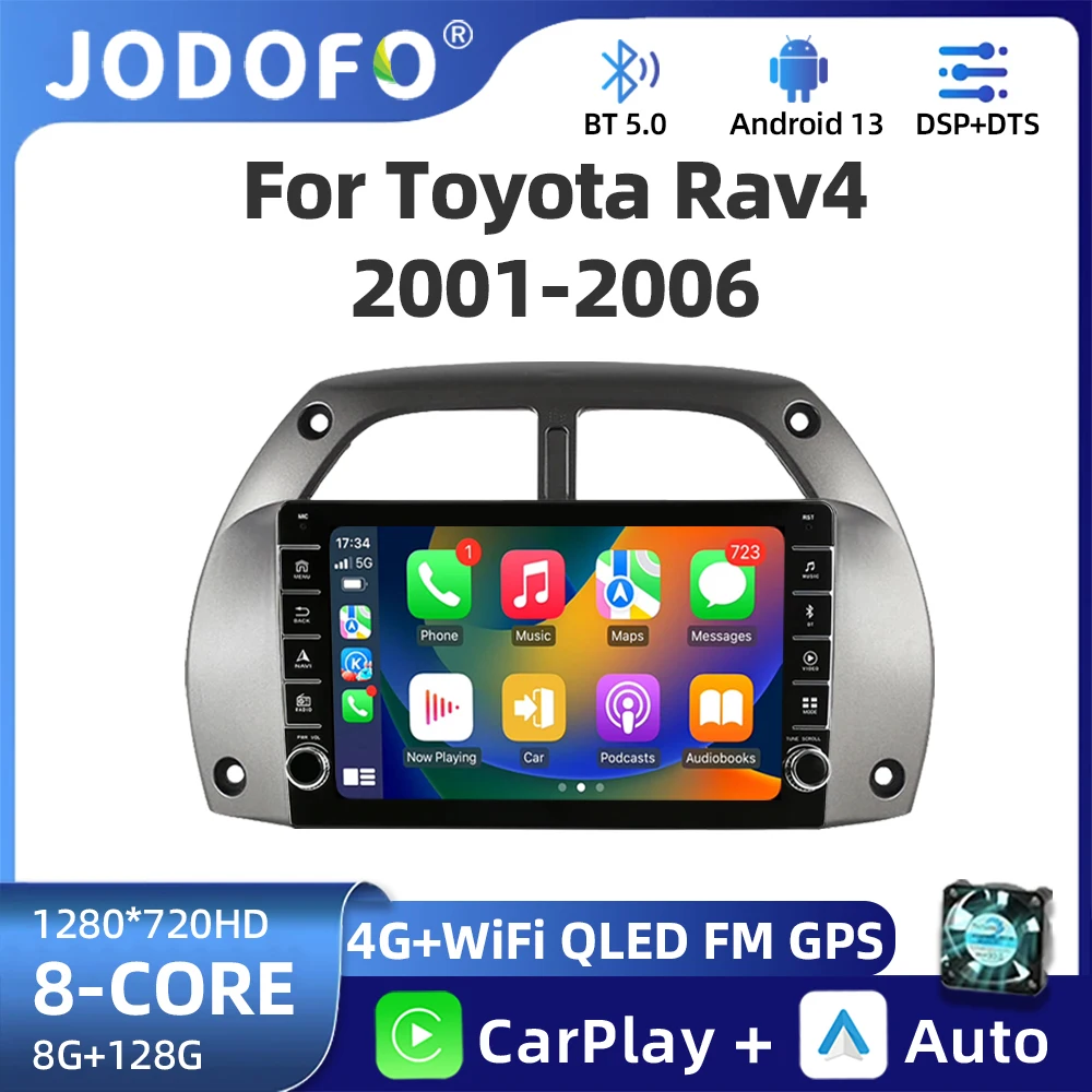 Jodofo 2 Din For Toyota RAV4 RAV 4 2001-2006 4G Android 13 Car Stereo Radio Multimedia Video Player Navigation DSP GPS Head Unit