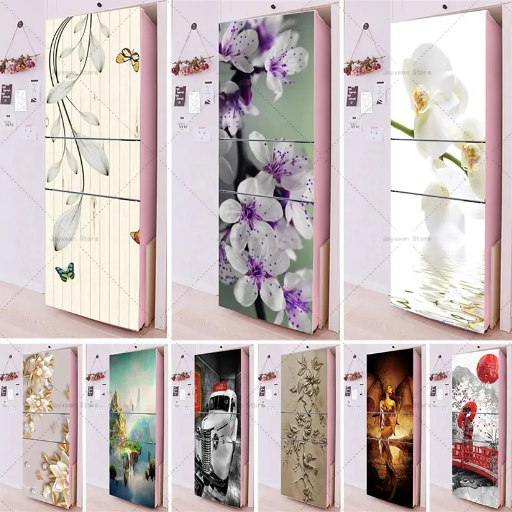 Spring Flower Complete Set of Refrigerator Stickers Home Wall Decoration Murals Removable Waterproof Fridge Stickers