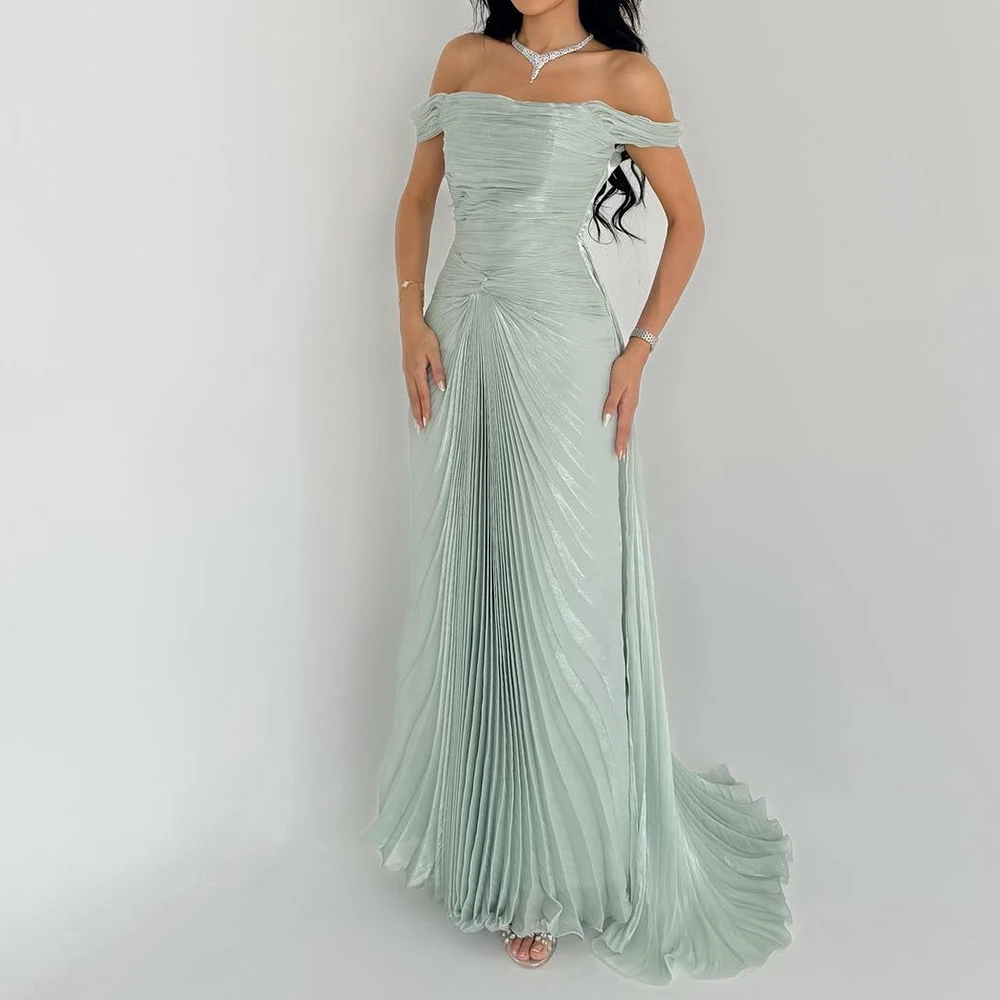 

Customized Classic Panel Train Pleats Strapless Off the Shoulder Evening Dress Graceful A-Line Tulle Party Gown платье вечернее