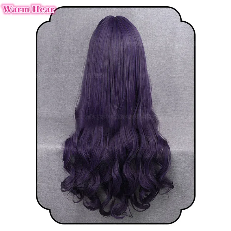 SN88 Anime Card Captor Sakura Tomoyo Daidouji Cosplay Wig 80cm Long Dark Gray Purple Curly Heat Resistant Woman Party Wigs   Wig