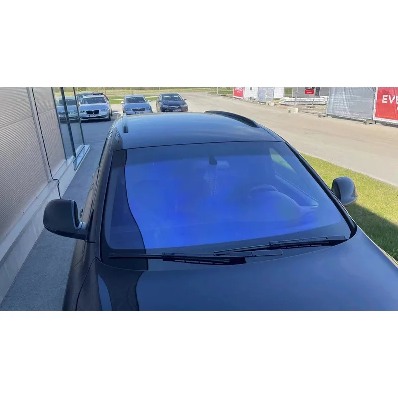 

75% Тонировочная пленка для автомобиля-хамелеона, 90 см х 3 м, фольга для переднего лобового стекла, светло-голубая, фиолетовая, меняющая цвет, солнечная наклейка