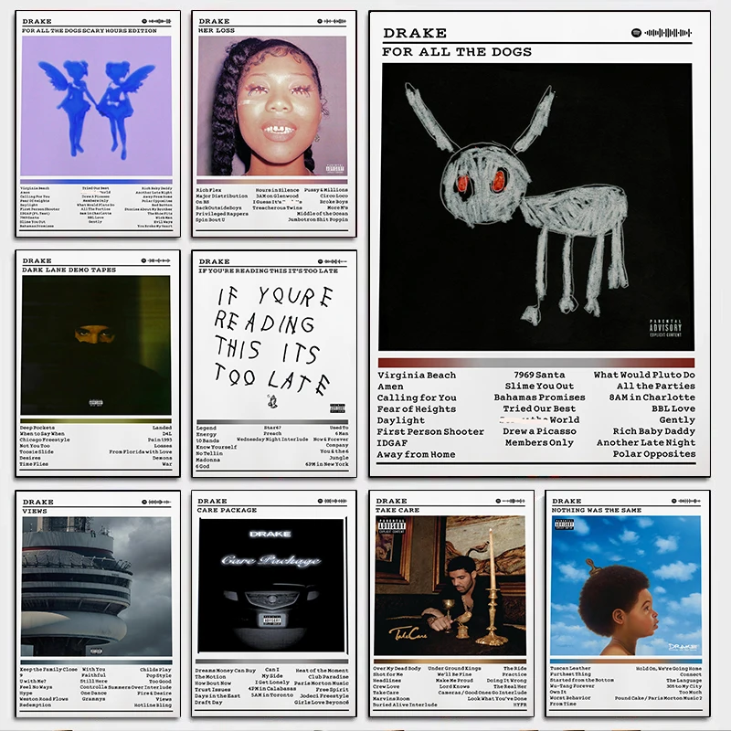 البوب الكلاسيكية مغني الراب دريك الهيب هوب روك ألبوم الموسيقى غطاء الملصقات يطبع حائط لوح رسم الفن صور غرفة المعيشة ديكور المنزل #1