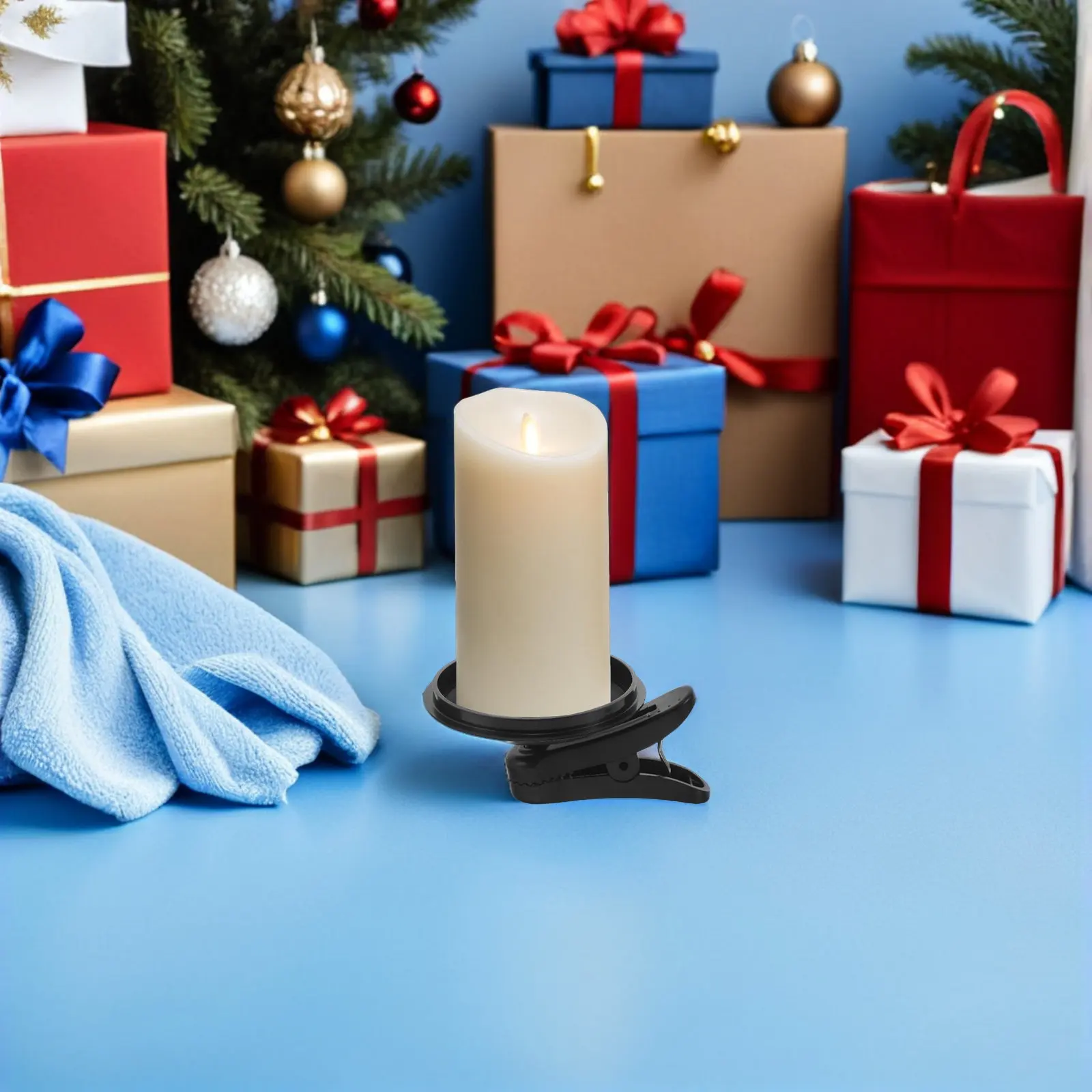 2Pcs Clip on Holder for Christmas Tree Table Decor Taper Clips Festive Party Birthday Candlelight Dinner