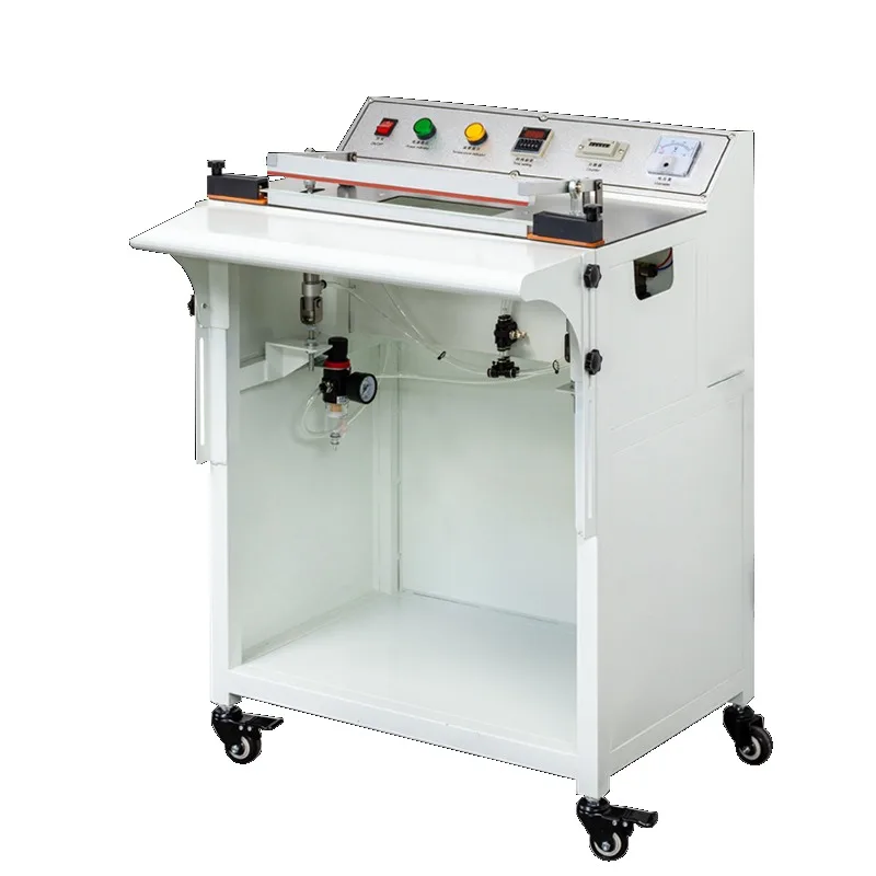 

Pneumatic Foot Pedal Sealer with Corner Cutter Heat Shrink Wrapping Machine for POF PVC Film Box Gift Cosmetic Packaging