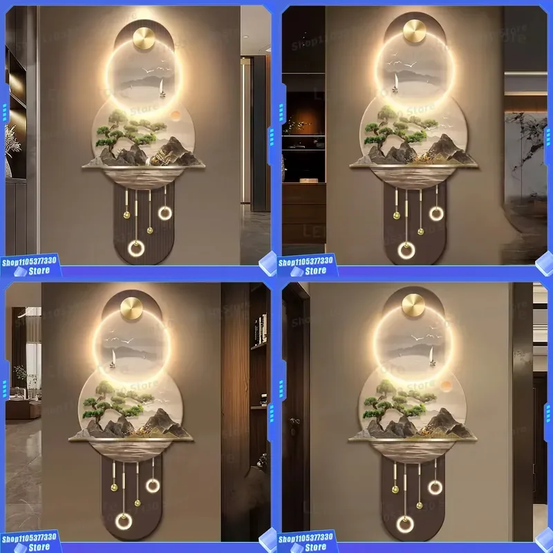Modern LED Welcome Pine Wall Art Decorative Painting for Entrance Passage High End Corridor Aisle Landscape Light Emitting