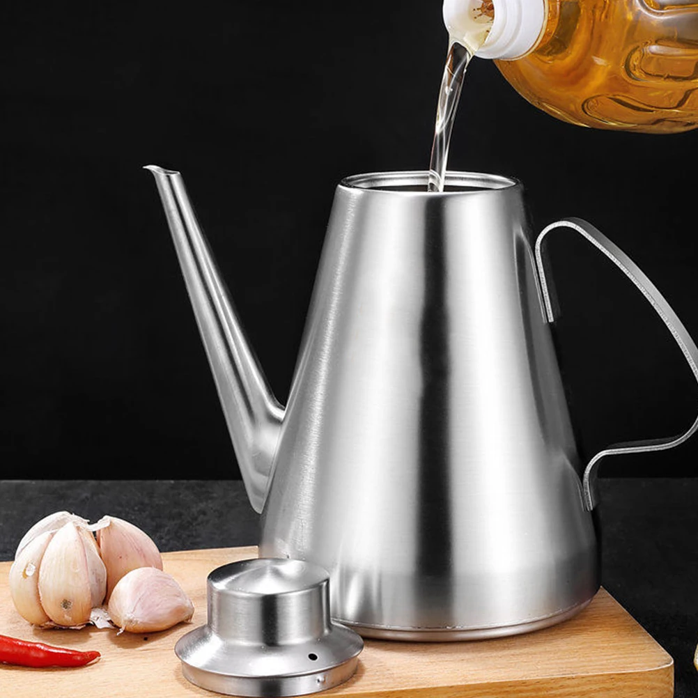 

Stainless Steel Pot 650ml Storage Container Strainer Kitchen Tool Oil Vinegar Multi-Functional Pot Sauce Grease Home Cooking