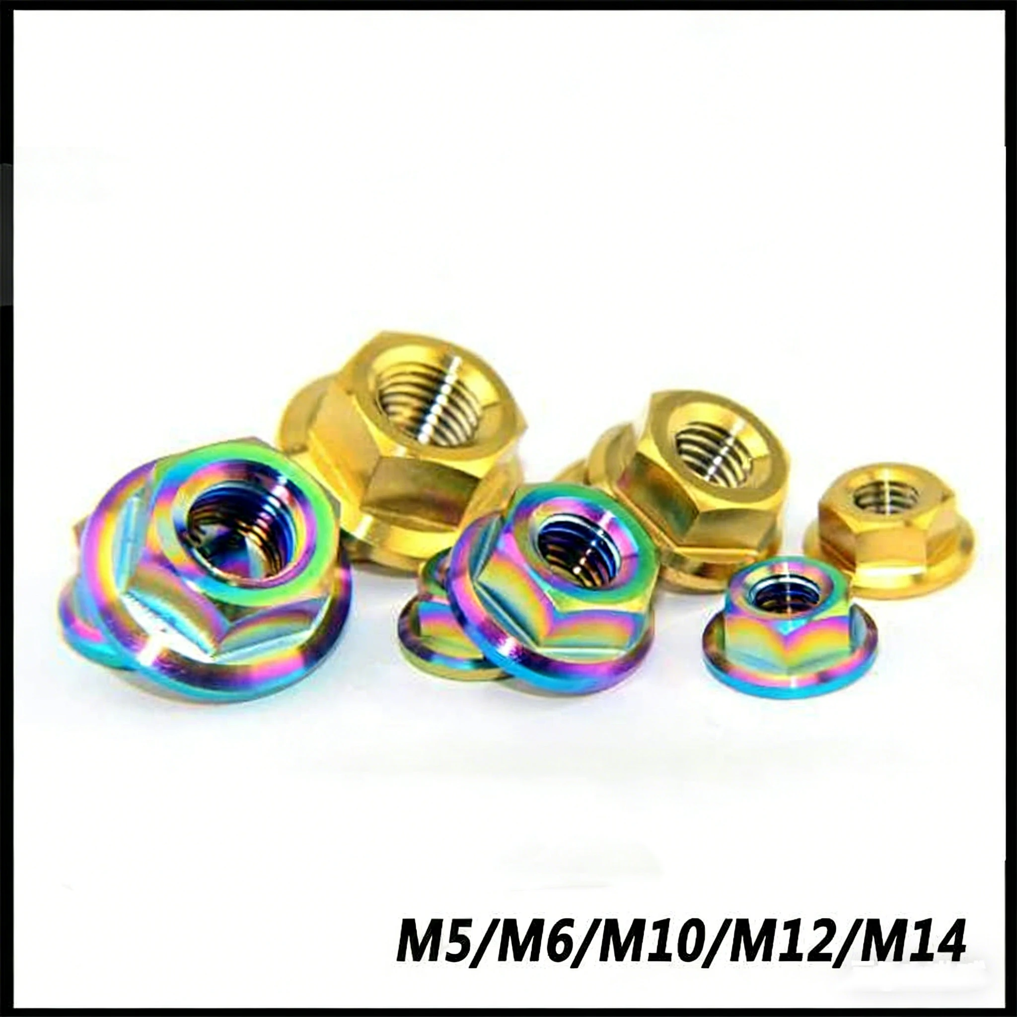 1pcs Titanium Nut M5/M6/M8/M10/M12/M14/M16 Flange Nuts screw Pitch 0.8/1.0/1.25/1.5mm For Riding Motorcycle