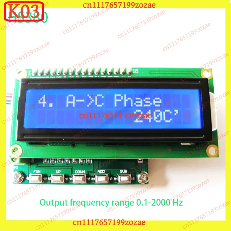 Adjustable 3-Phase Sine Wave Signal Generator 0.1-2000Hz 0-360° Amplitude Control HS380 Module, Replacement Parts