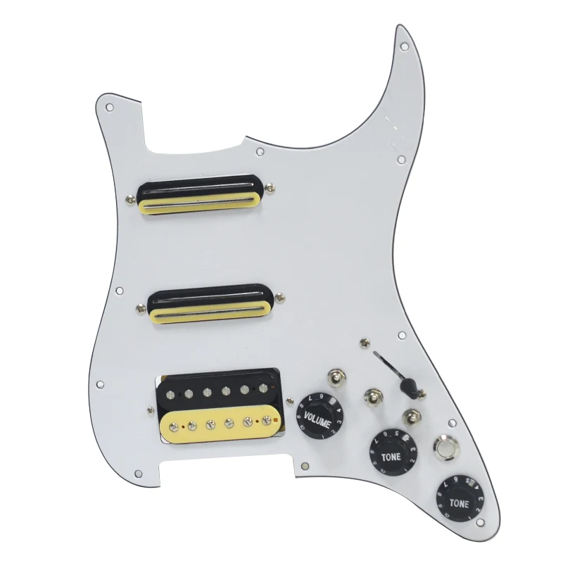 ST Electric Guitar Double Coil Pickup SSH Guitar Pickguard with Silence Switch/3.5 jackLoaded Prewired Black White