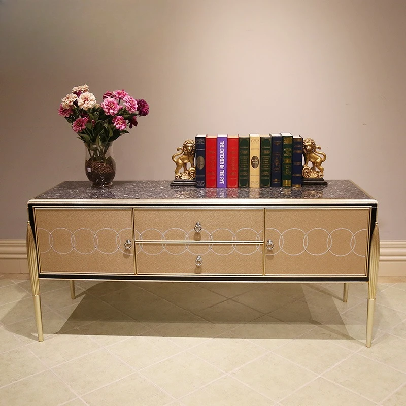 

Classic TV Cabinet Leather TV Cabinet Bedroom Locker British Light Luxury TV Cabinet