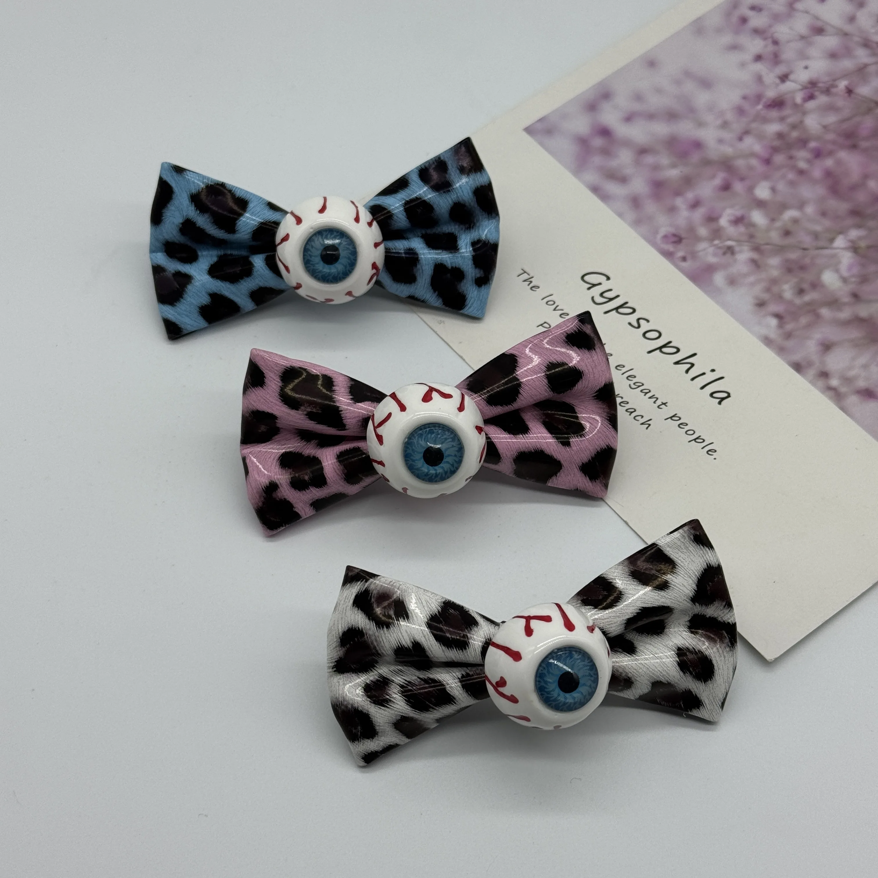 Colorful Leopard Bow Hair Clip, Creative Cosplay Accessory
