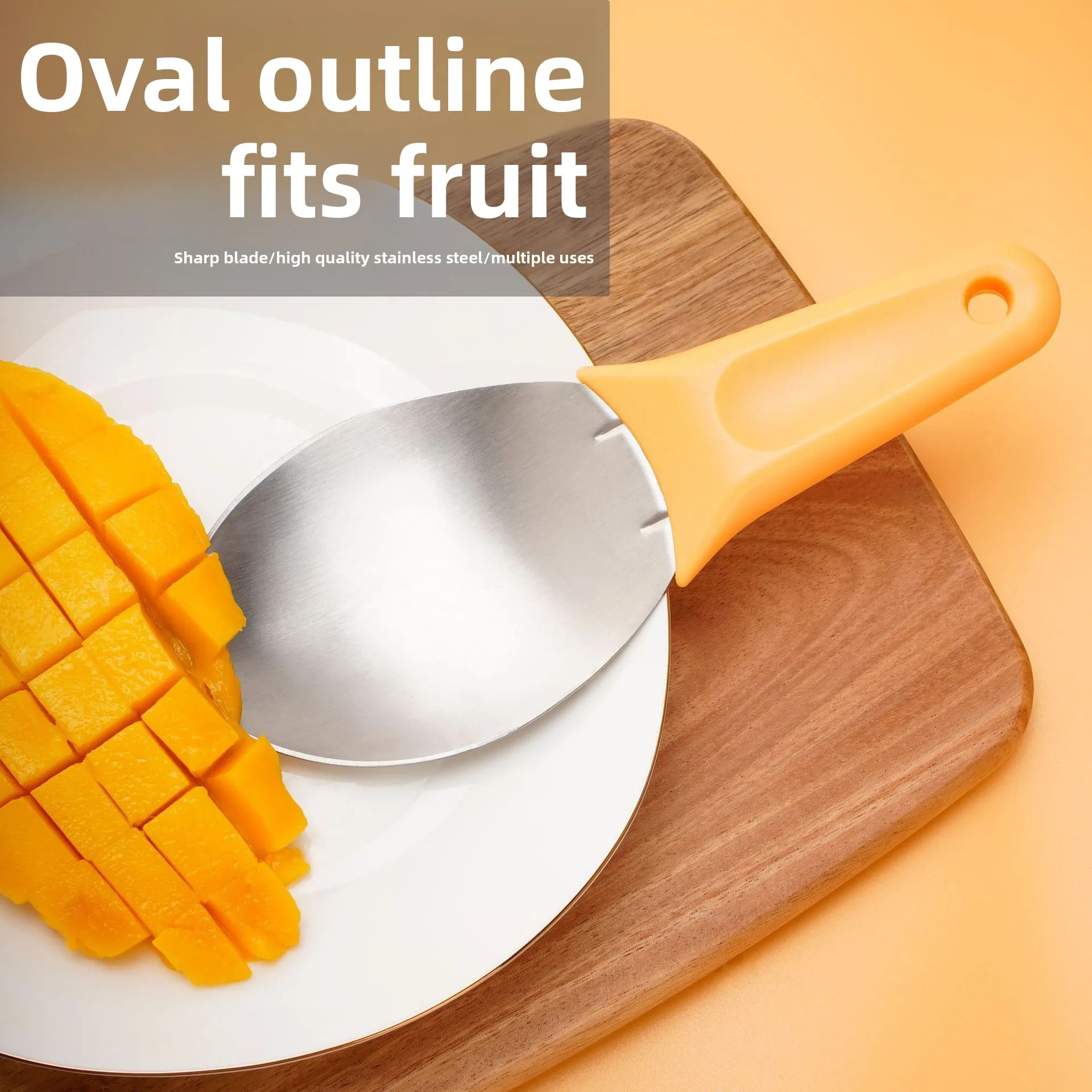 Multi-functional mango slicer, peeler, separator, and scooper for cutting, dicing, and extracting fruit flesh
