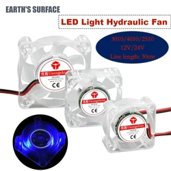 ES-3D yazıcı parçaları 2510 3010 4010 LED işık sessiz soğutma fanı L: 30cm 12V/24v sessiz hidrolik rulman Fan soğutucu soğutucu