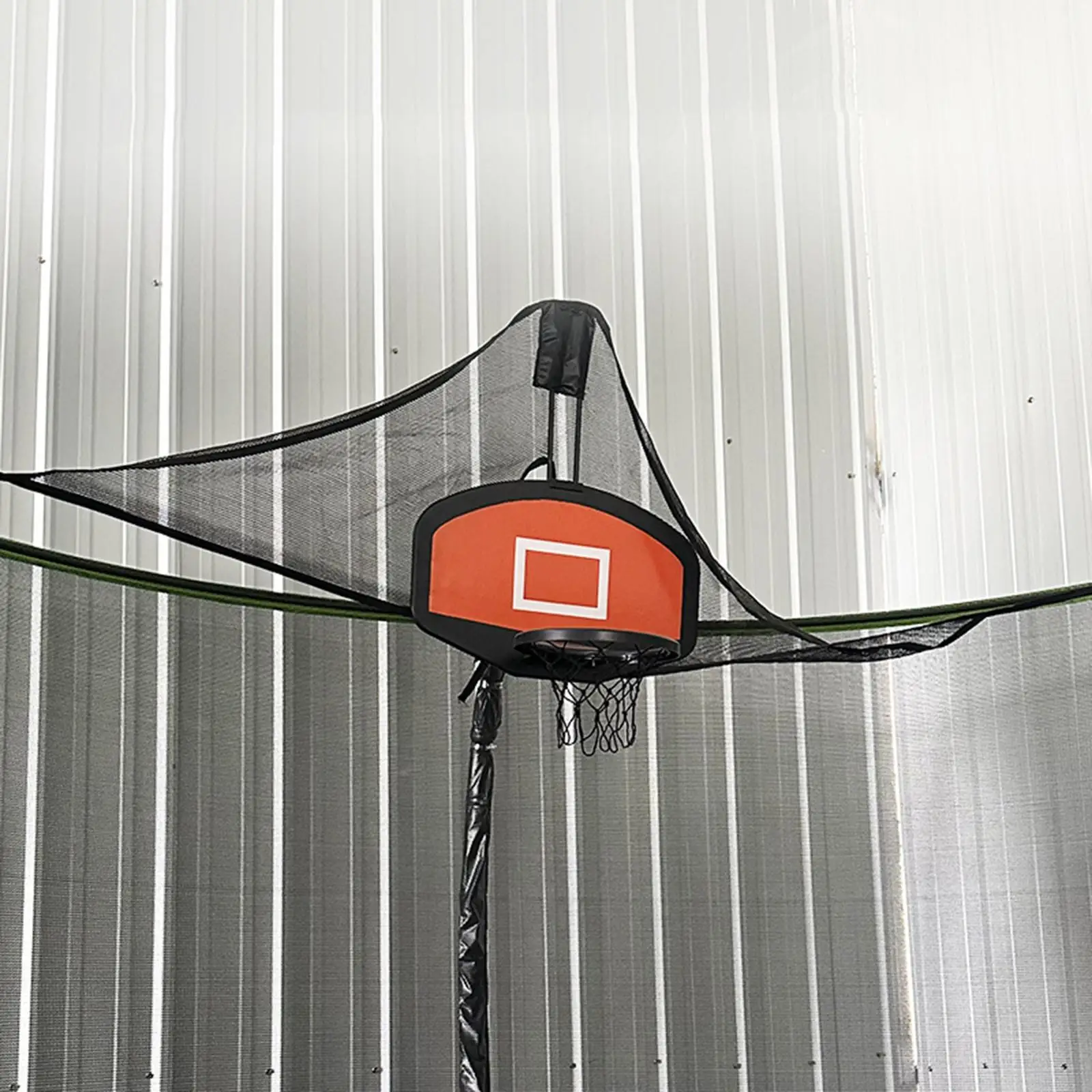 Ring basket, trampolin termasuk pompa dan bola mudah untuk dirakit, gol basket, aksesoris trampolin dudukan basket